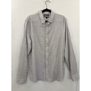 Banana Republic Men's L Dress Shirt Slim Fit Tall Grey